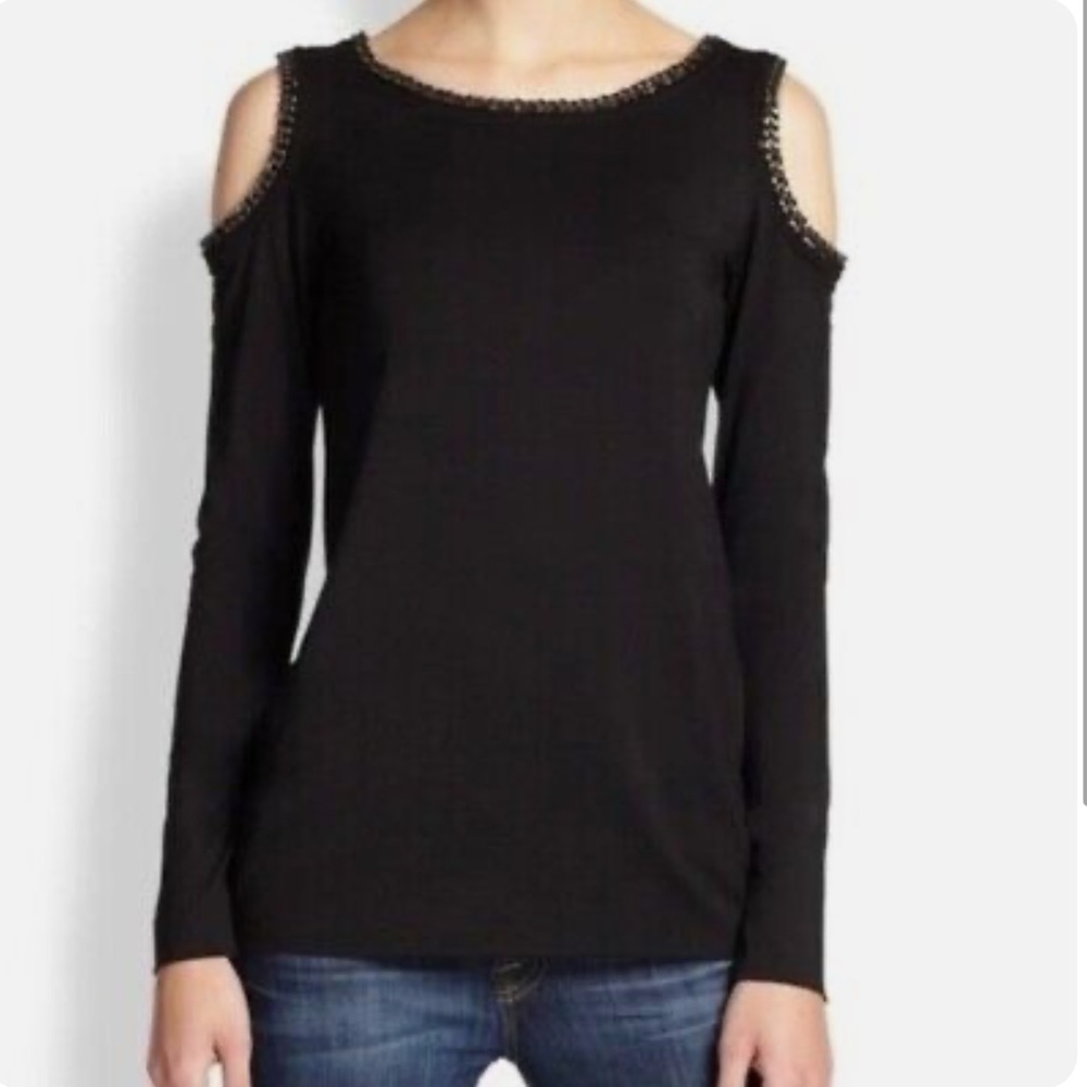 Bailey 44 Cold Shoulder Top Size M Chain Detailing Neck Shoulder